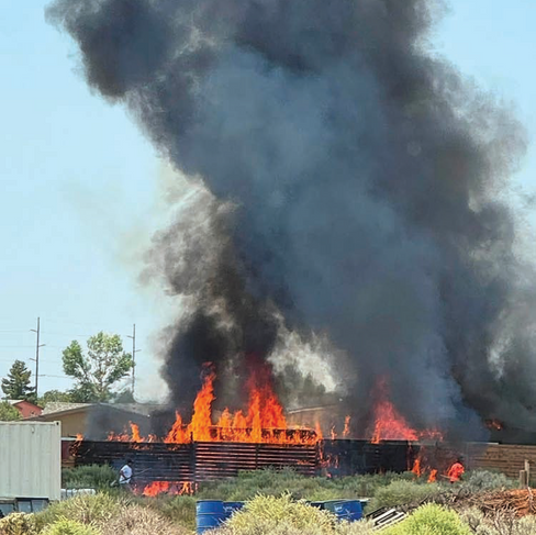 A structure fire on July 12 destroyed a shed, barn, truck and more. Photo by Dale Swinn.