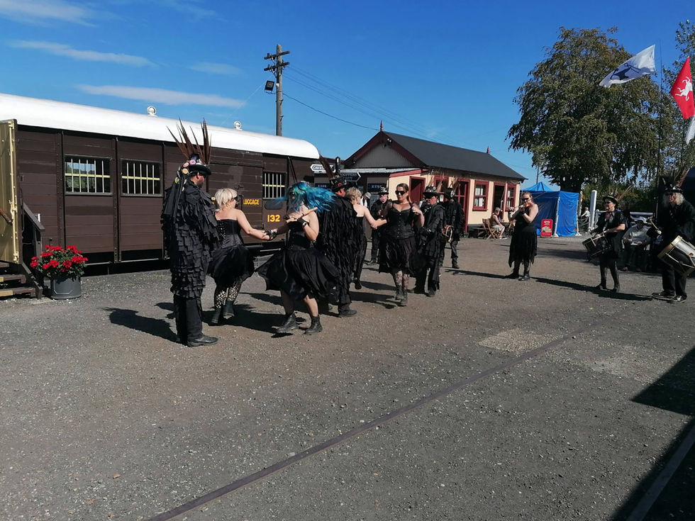 Wolf's Head & Vixen Goth Morris at Bodiam Station