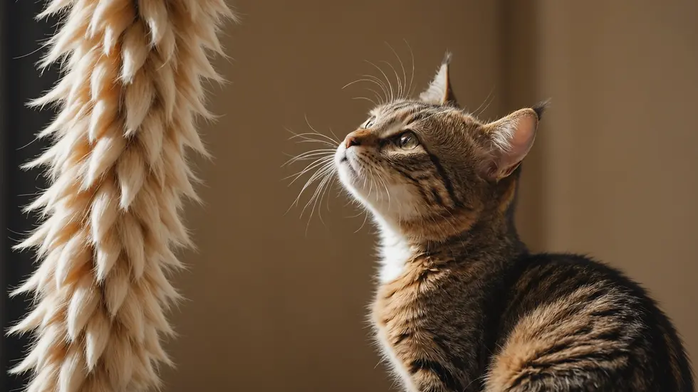 Close-up view of a cat's tail held high.