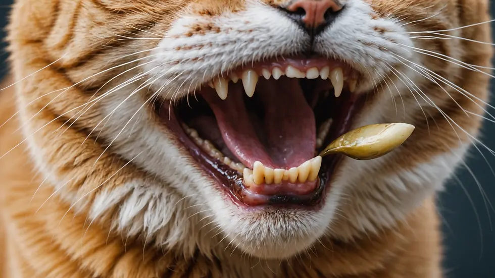 Close-up view of a cat's mouth showing dental issues