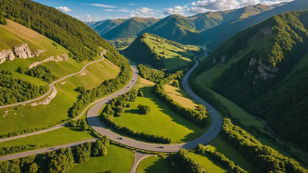 High angle view of scenic landscape during a road trip
