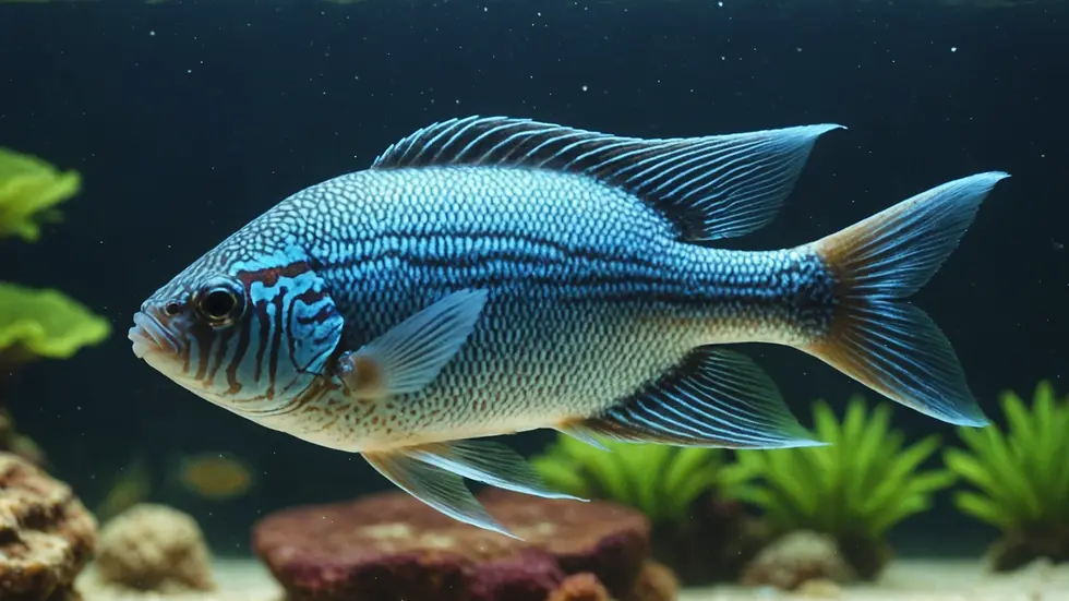 Close-up view of an aquarium fish displaying faded colors due to stress