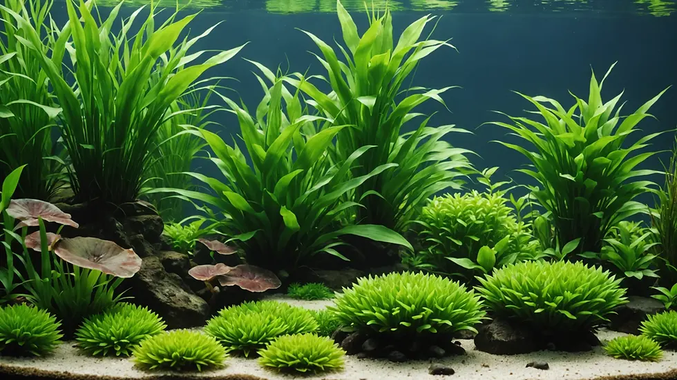 Close-up view of dense aquatic plants in aquarium