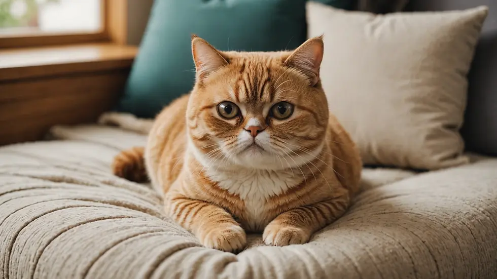 High angle view of a cozy resting area set up for an Exotic Shorthair cat