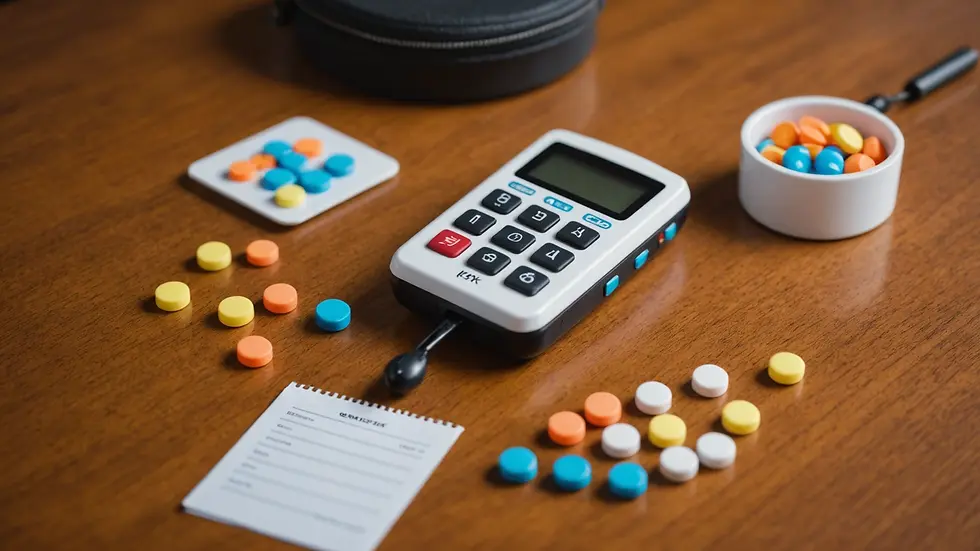 Eye-level view of a clicker training kit including a clicker and treats