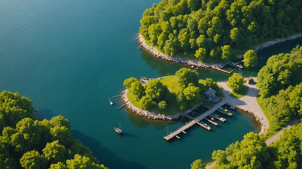 High angle view of a serene fishing location by the waterfront