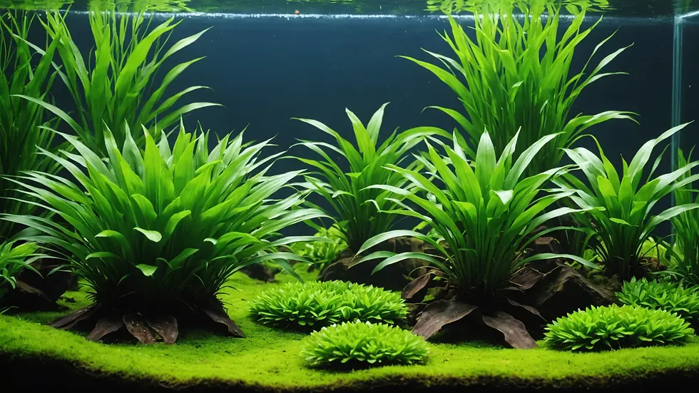Close-up view of lush aquatic plants in a tank