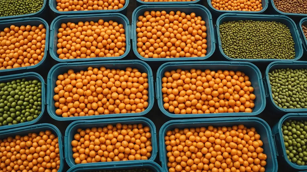 High angle view of fish food stored properly in containers