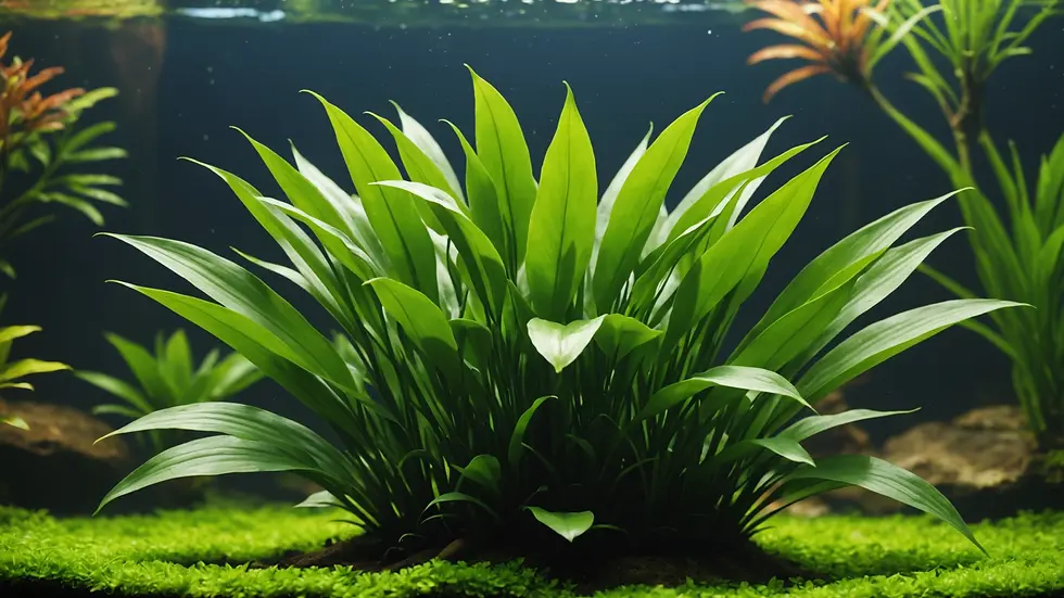 Close-up view of a lush aquatic plant in an aquarium