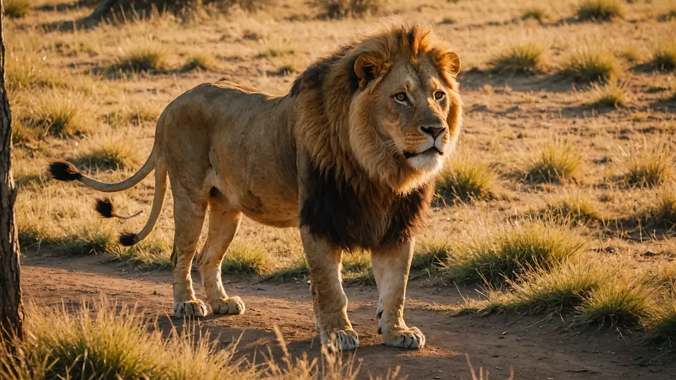High angle view of a lion in the savanna