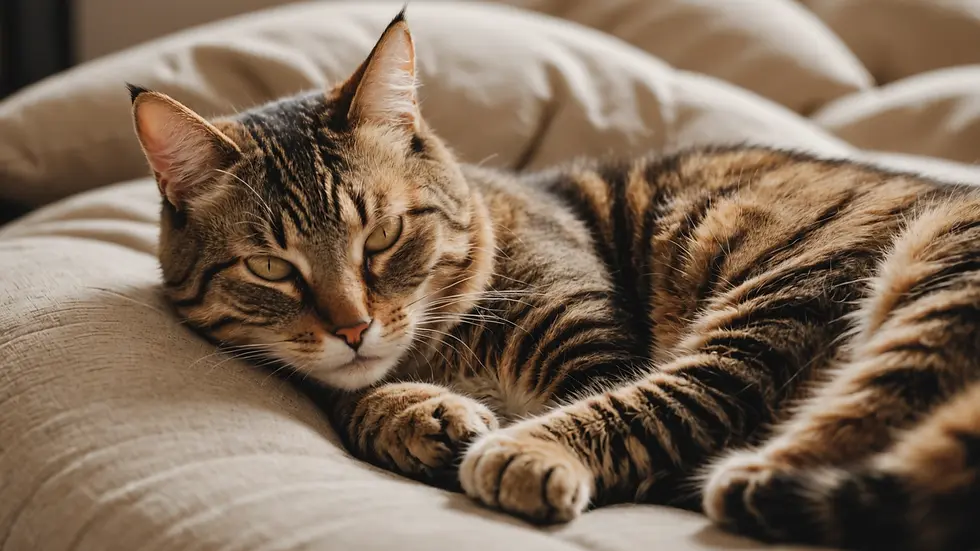 High angle view of cat sleeping in a comfortable position