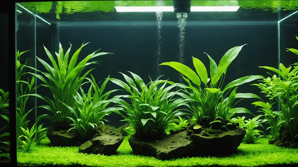 Close-up view of a CO2 diffuser in a planted aquarium