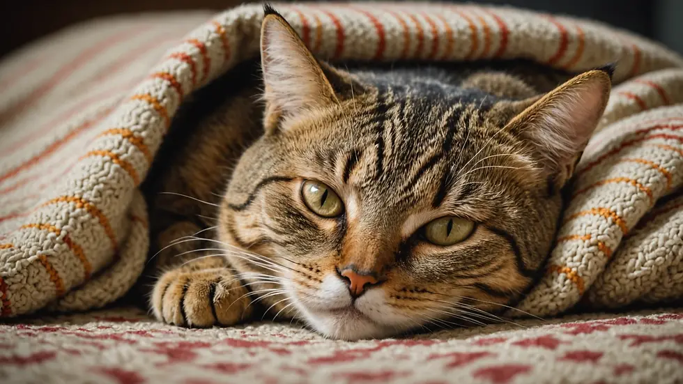 Close-up view of a sleeping cat on a cozy blanket