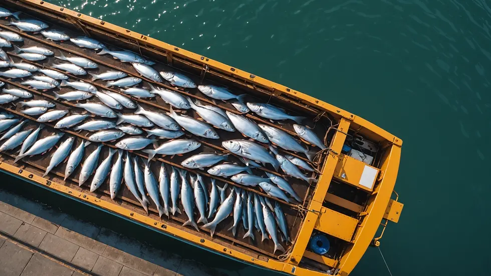 High angle view of a fish transport setup