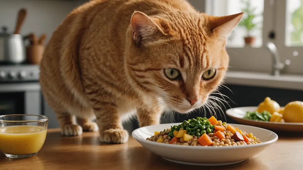 Close-up view of a cat examining a bowl of nutrition-rich food