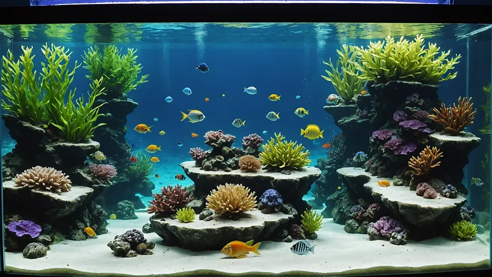 High-angle view of an aquarium showing clear, healthy water