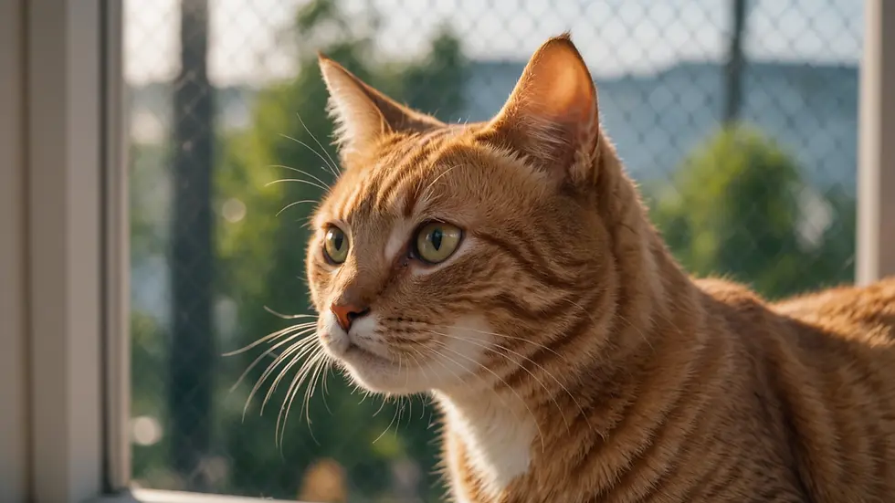 Close-up view of a cat-friendly window screen mesh