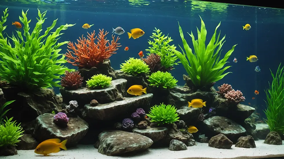 Close-up view of an aquarium set up for drip acclimation