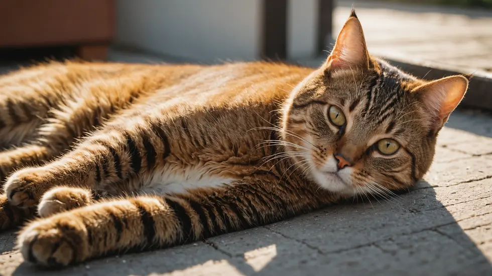 High angle view of a cat lying calmly in a sunlit spot