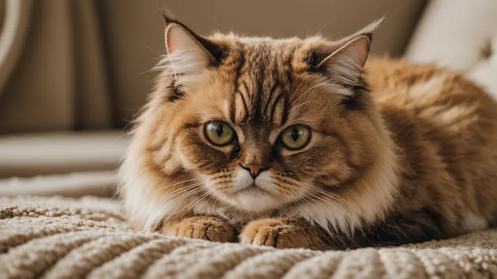 Close-up view of a Persian cat resting peacefully on a plush blanket