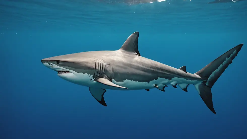 High angle view of a modern shark swimming gracefully