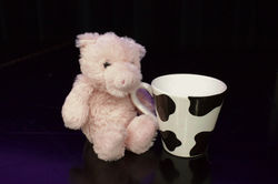 Penny getting a well-deserved sip of hot chocolate