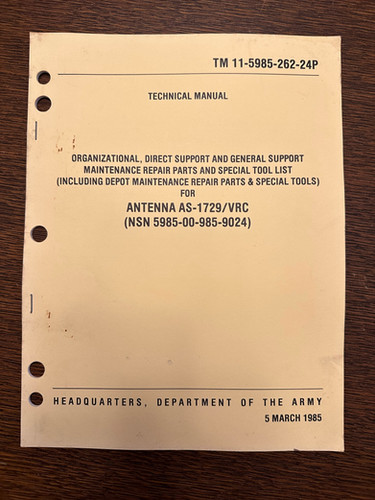 TM 11-5985-262-24P Military Manual - Antenna AS-1729/VRC | Roadside ...