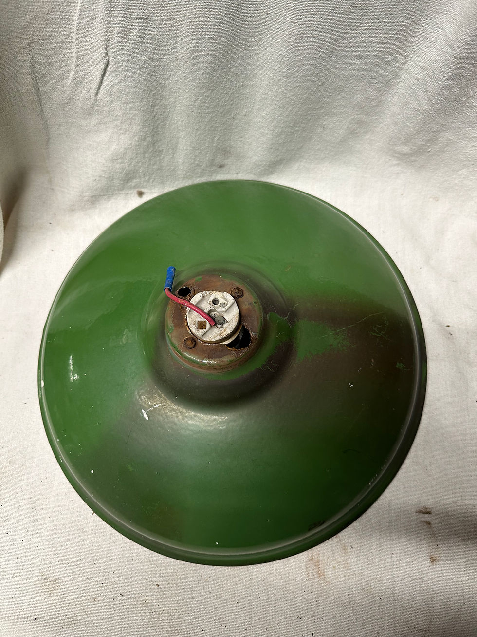 Vintage Industrial Green Porcelain 14" Lampshade