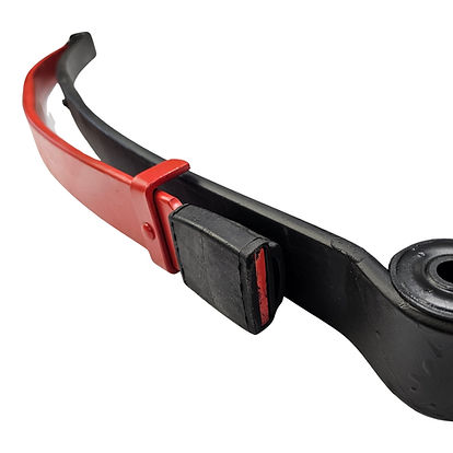 Leaf spring reinforcing leaf mounted under OEM spring