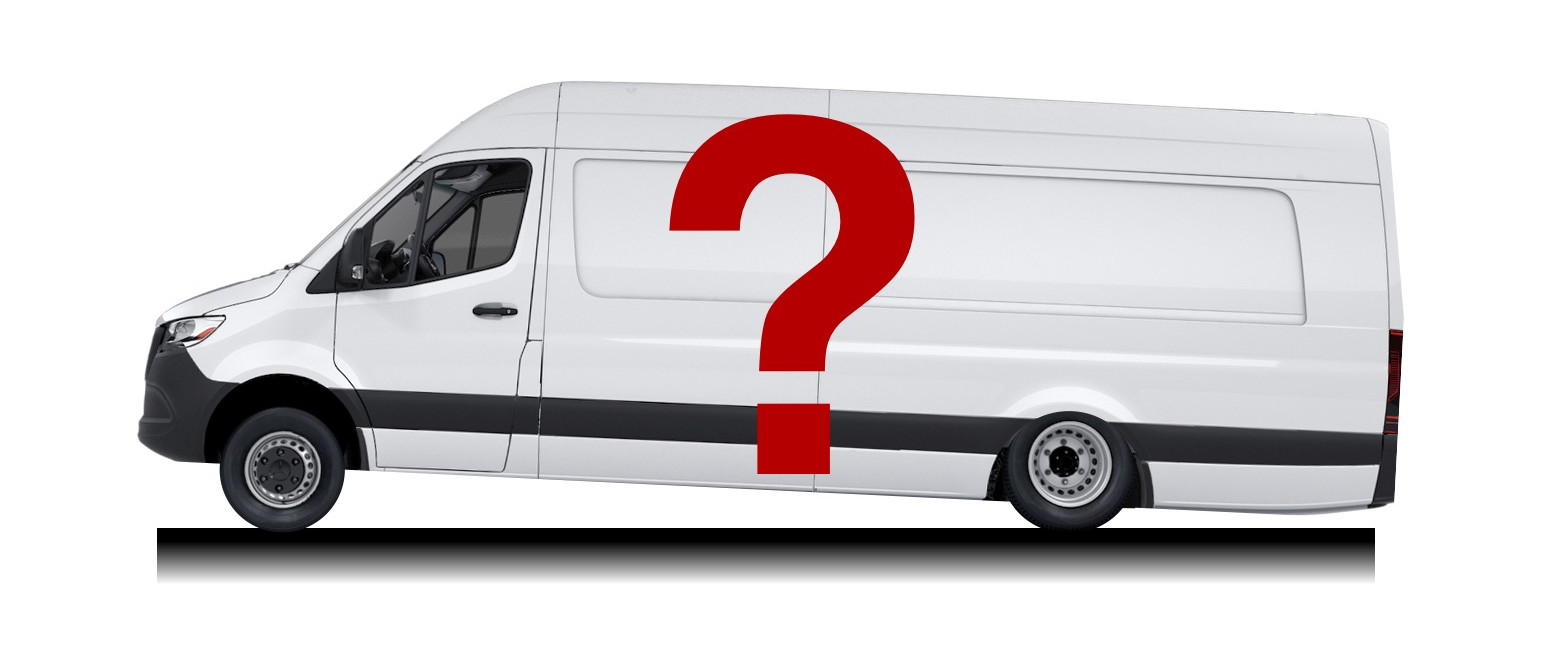 Zijaanzicht van een bestelwagen met lange wielbasis ter illustratie van een doorgezakte achterkant