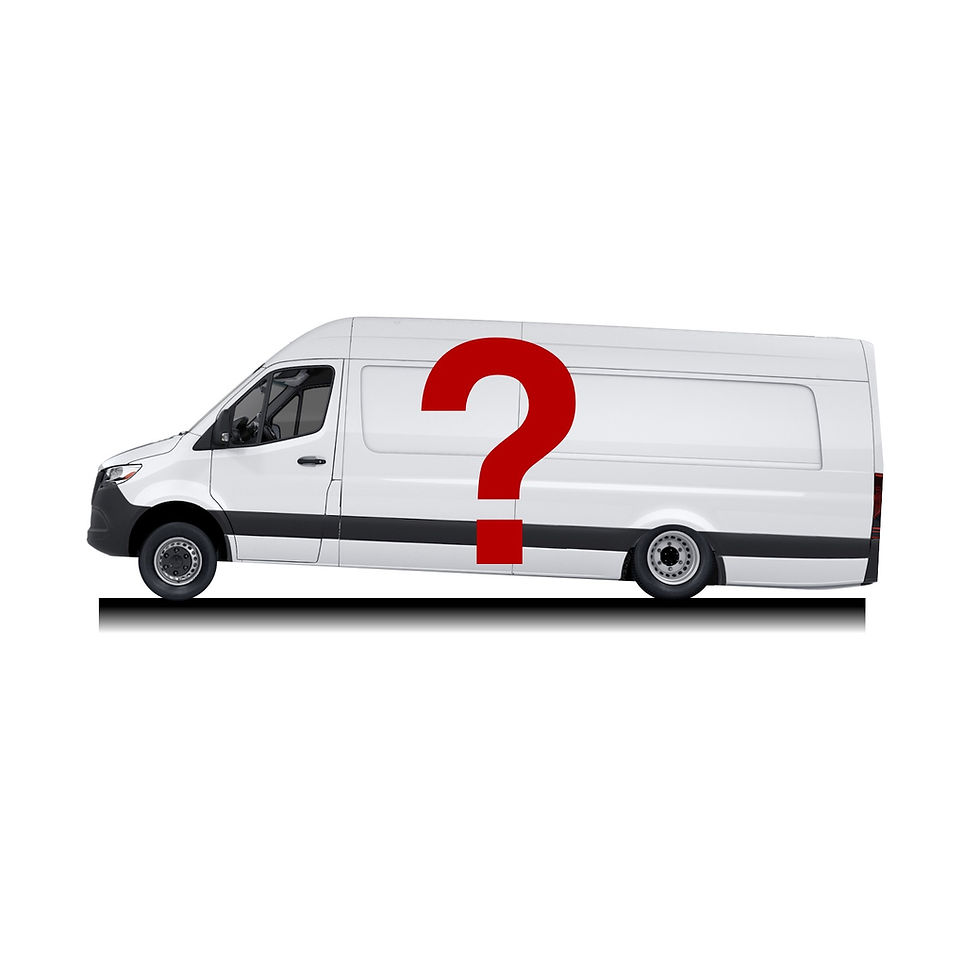 Zijaanzicht van een bestelwagen met lange wielbasis ter illustratie van een doorgezakte achterkant