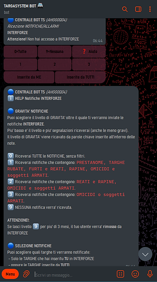Registrazione Interforze Targ System via Telegram