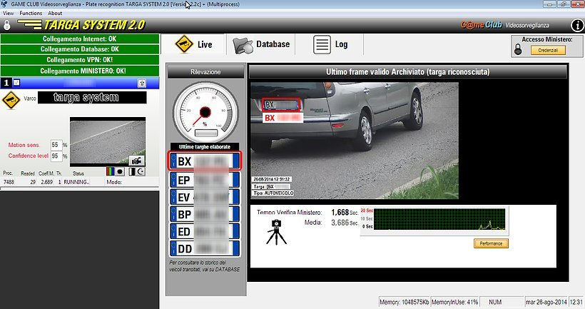 Targa System immagine telecamera varco