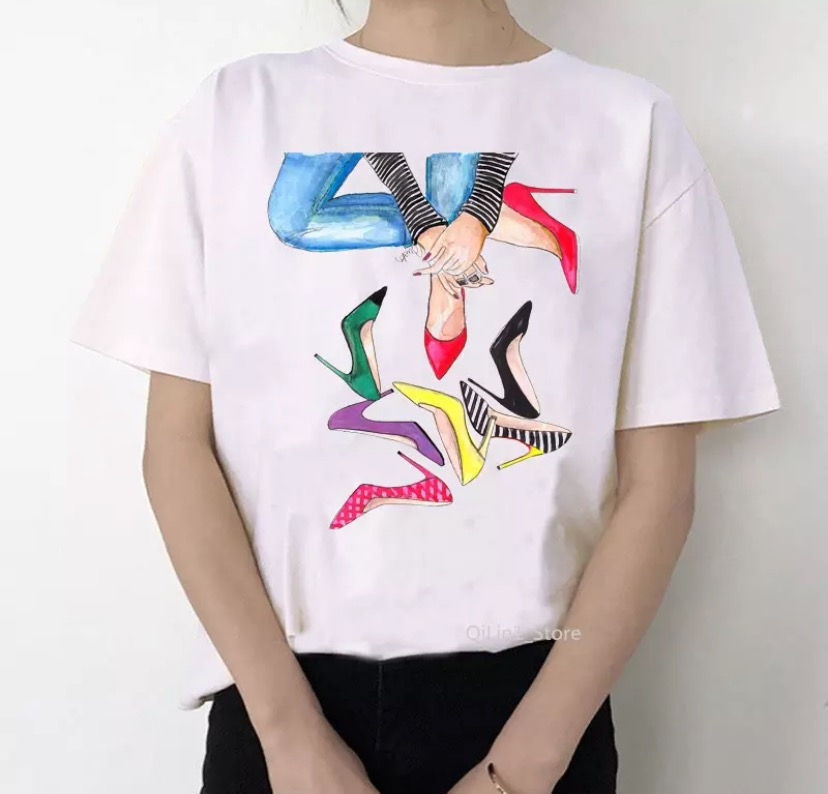 Thumbnail: BONJEAN-High Heels Shoes Print Vogue T-Shirt