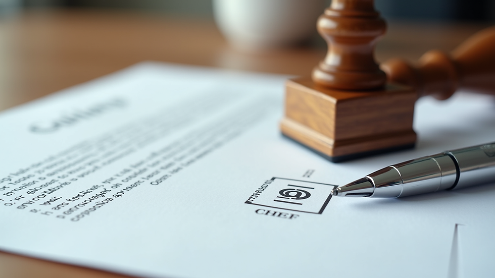 Close-up view of a notary stamp and pen on a loan document