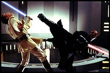 Darth Maul kicking Kenobi