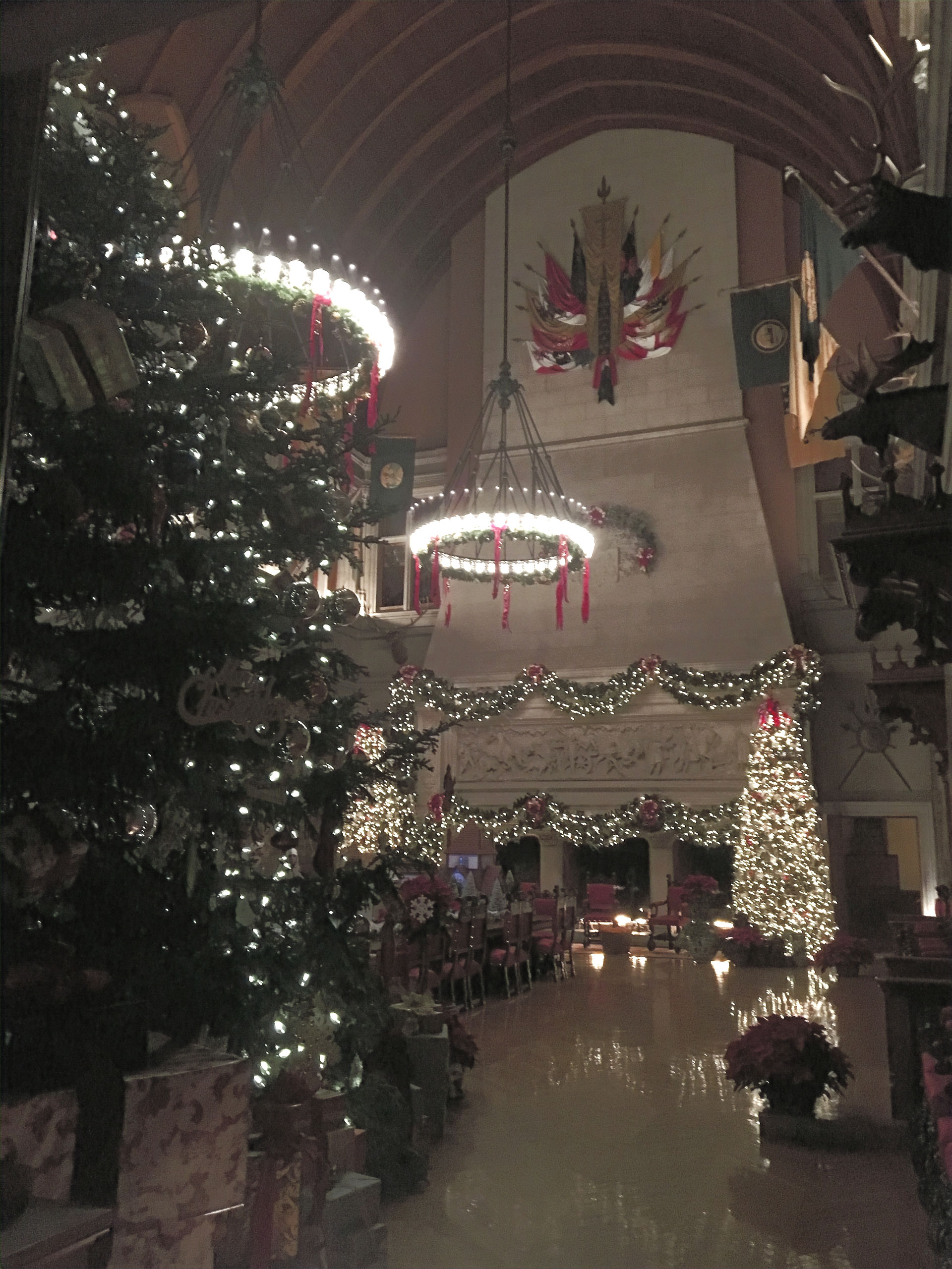 One of the rooms of the Biltmore House decorated for Christmas
