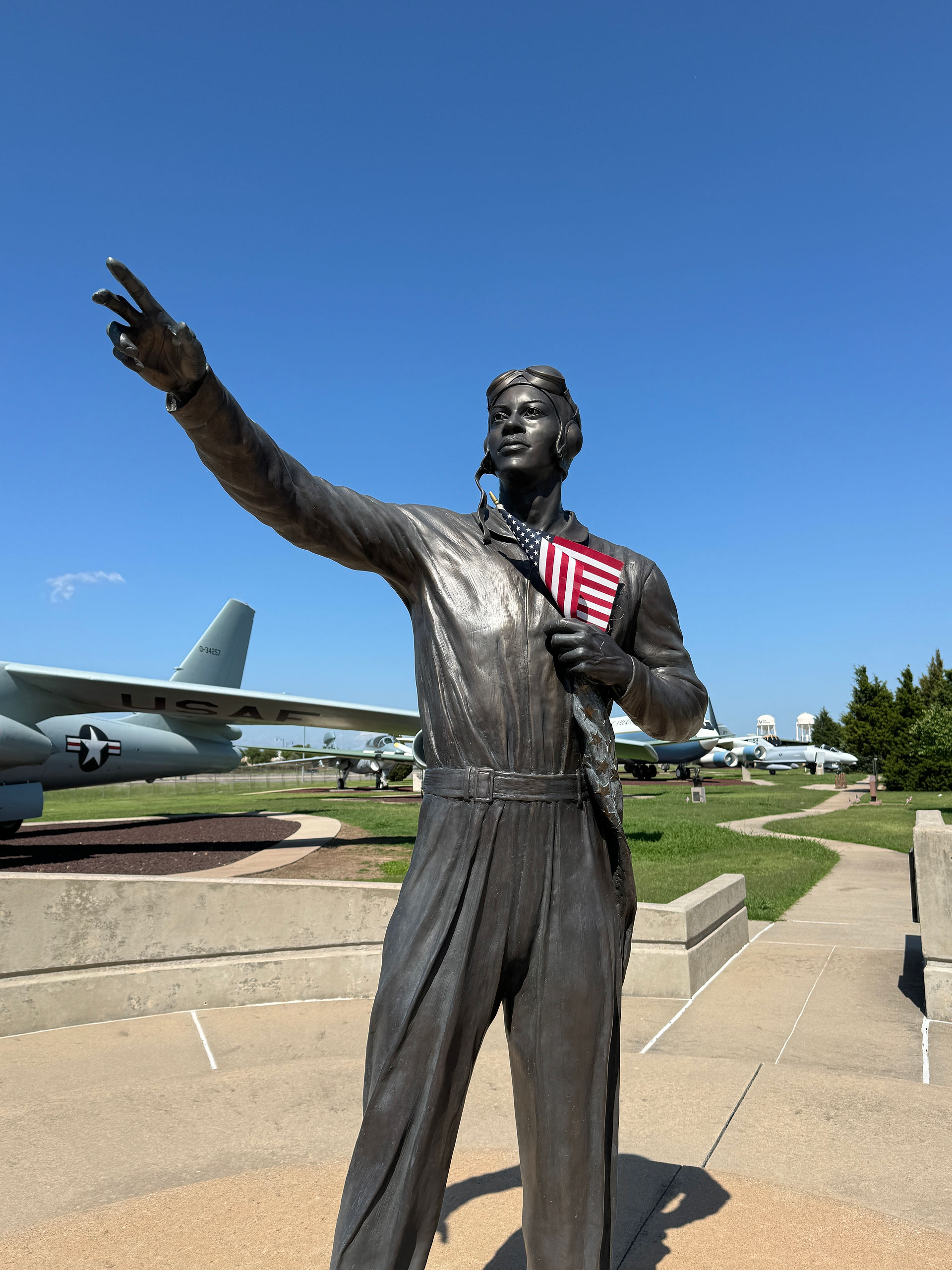 Statue of Tuskegee Airman at Hall Airpark in Oklahoma City
