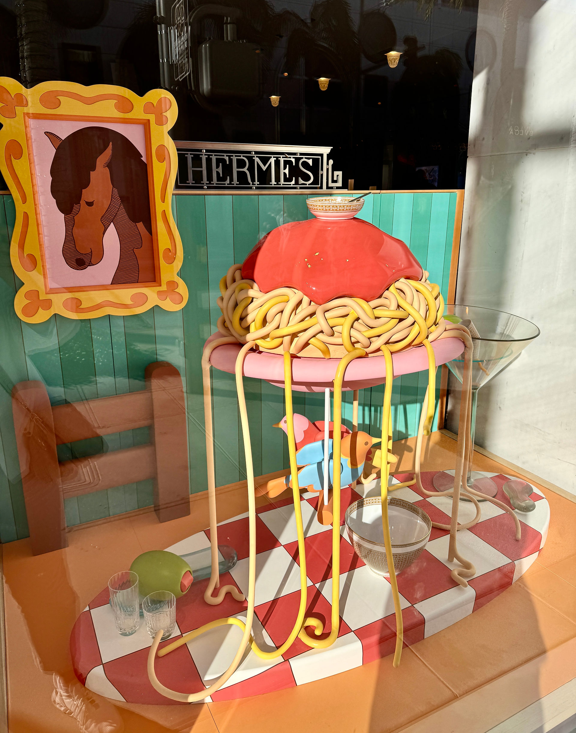 Window display at the Hermes store on Rodeo Drive