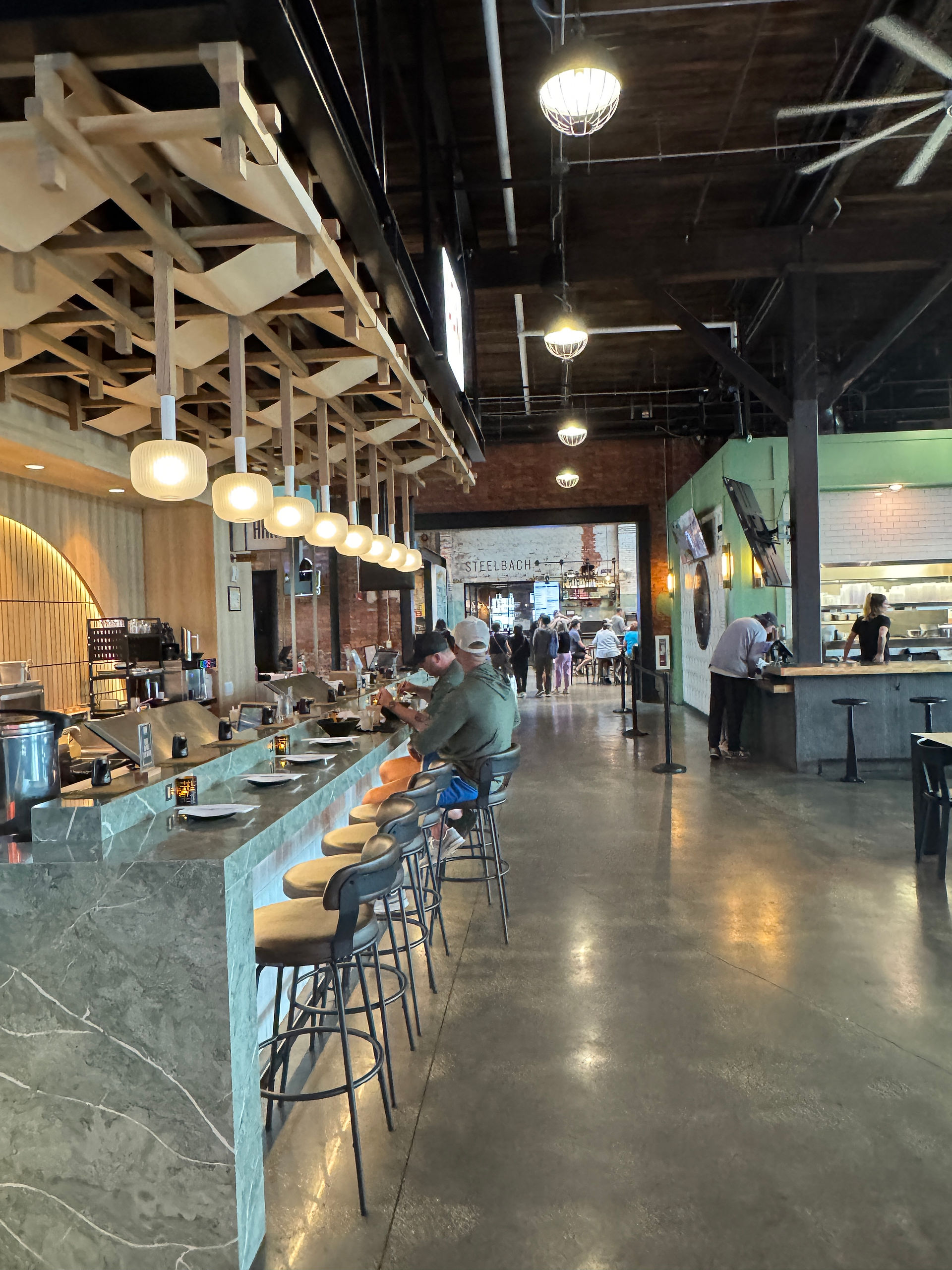 Inside Heights Public Market, a food hall at Armature Works in Tampa, Fla.