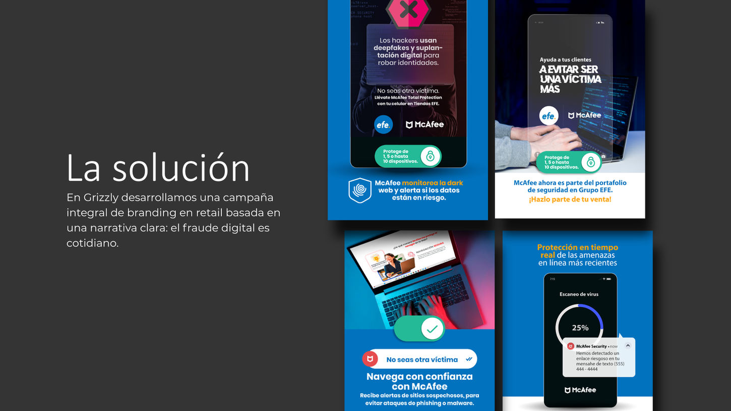 Branding de McAfee aplicado en tiendas de tecnología con enfoque educativo