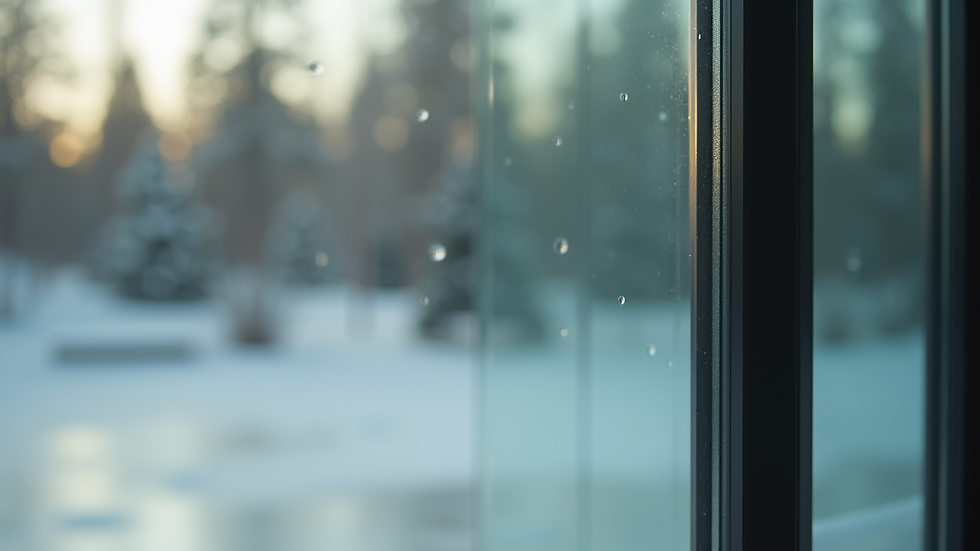 Close-up view of impact window frame and laminated glass