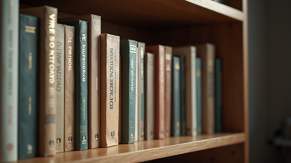 Eye-level view of a bookshelf filled with contemporary Brazilian literature books