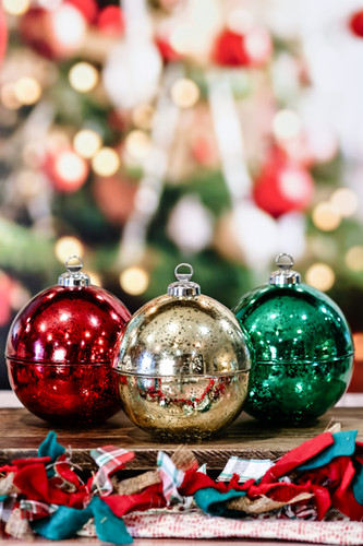 Christmas Ornament Candle Vessels - HOLLY RED (SET OF 4