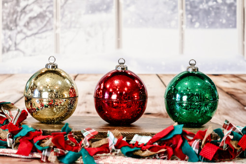 Christmas Ornament Candle Vessels - HOLLY RED (SET OF 4