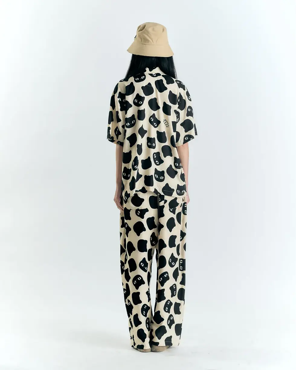Thumbnail: Polka Cat Pants - Black&Beige
