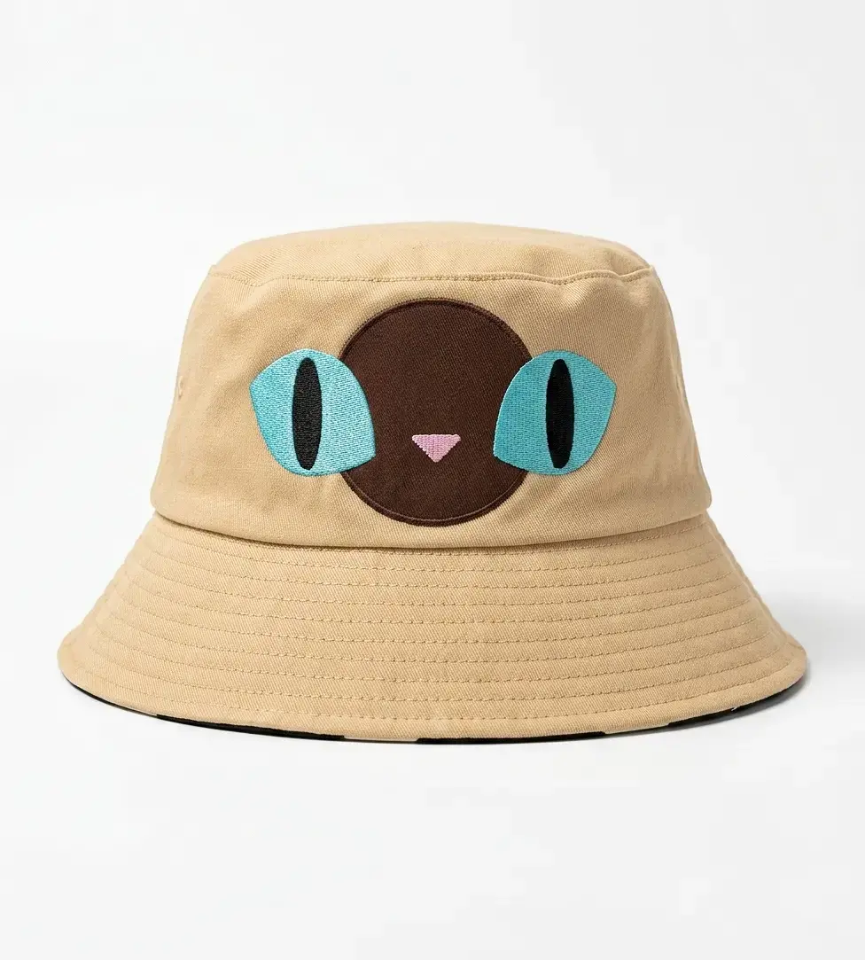 Thumbnail: Polka Cat Reversible Bucket Hat : Siamese Cat
