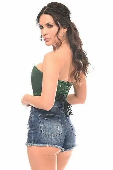 Thumbnail: Dark Green Satin Steel Boned Corset