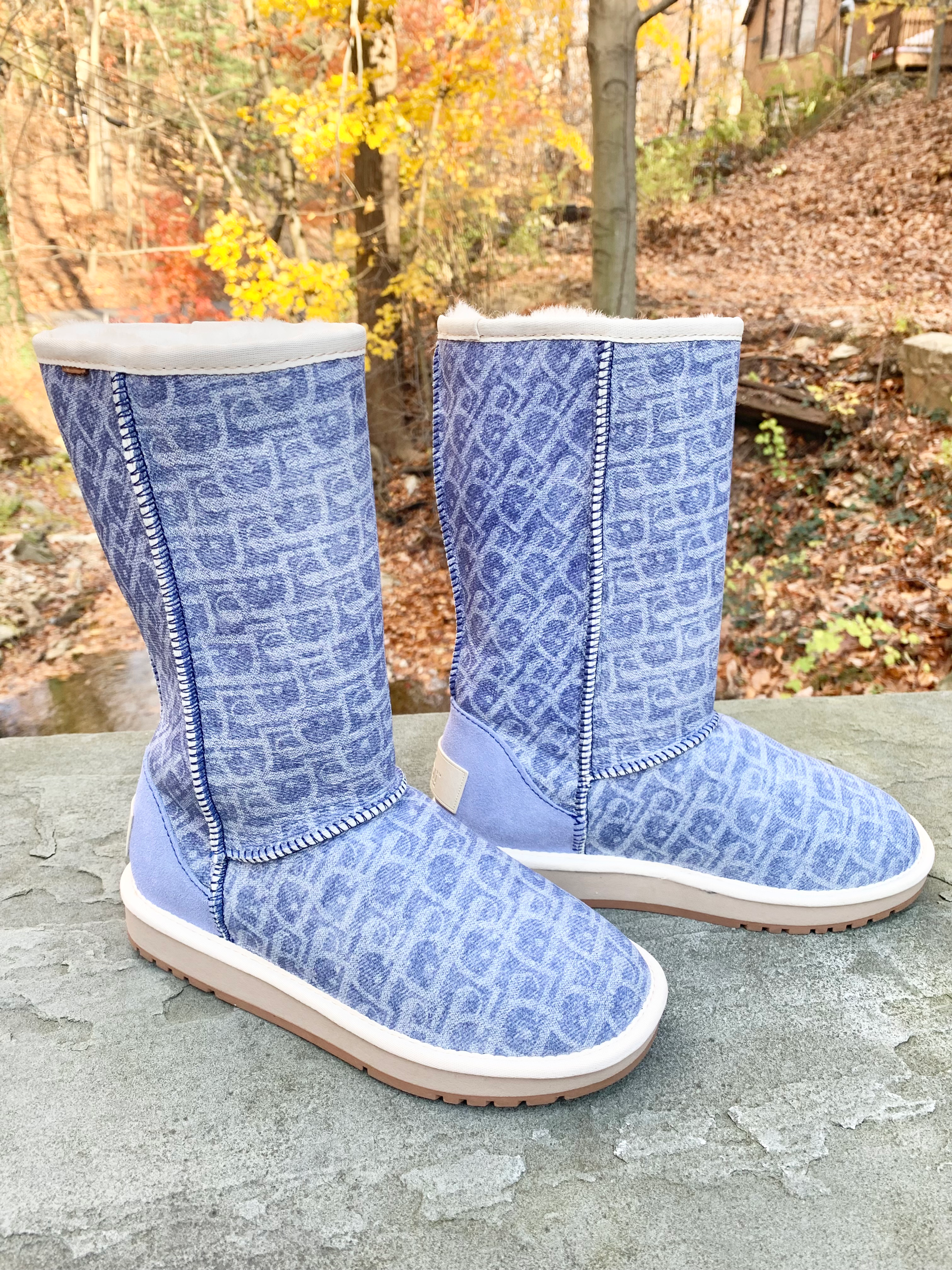 KAMAMA LONG BOOT SHEEPSKIN IN DENIM DELUXE