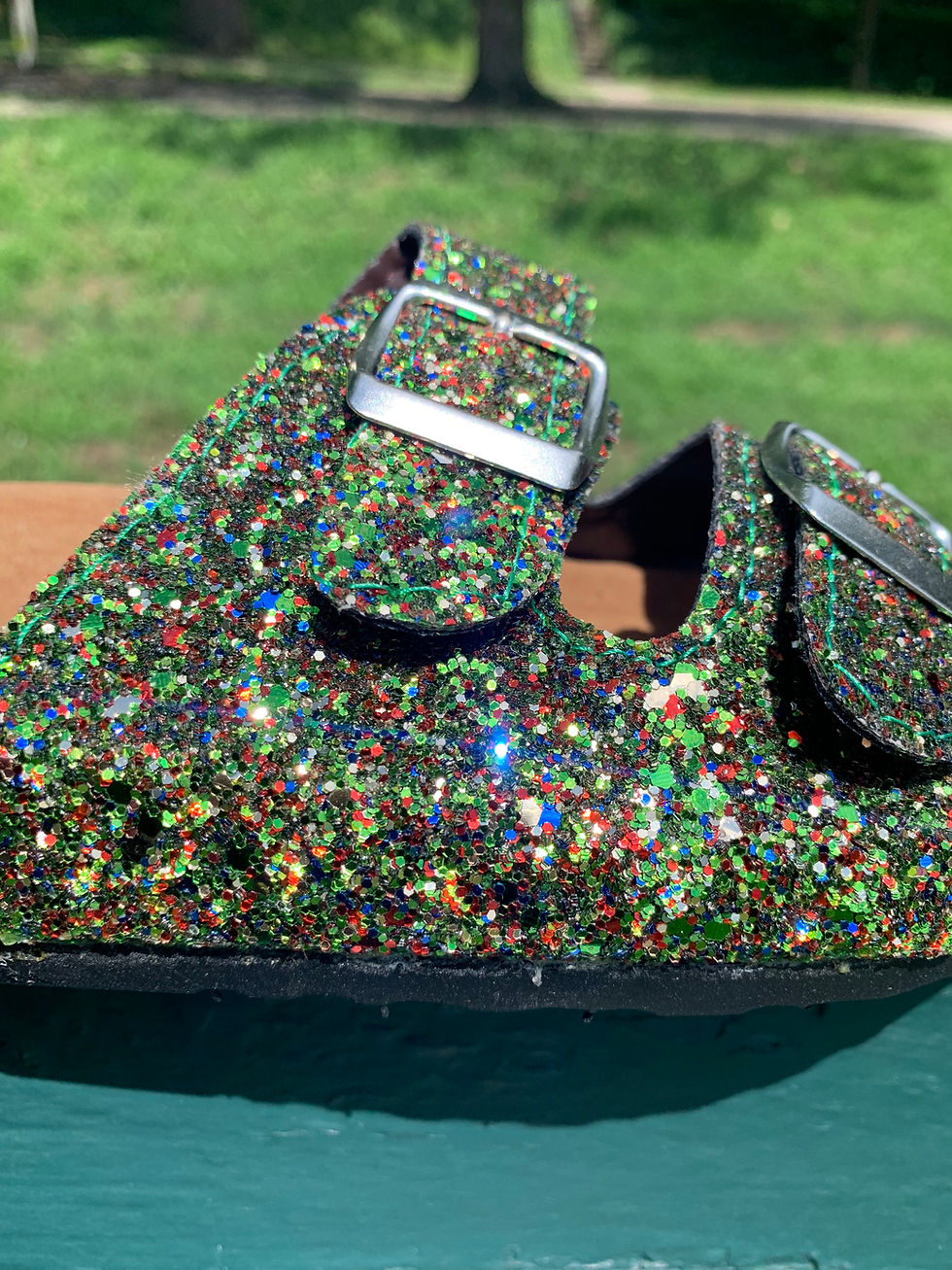 Thumbnail: MONEY GREEN GLITTERATI SANDALS